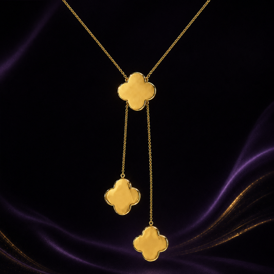 Gold Clover Lariat Necklace