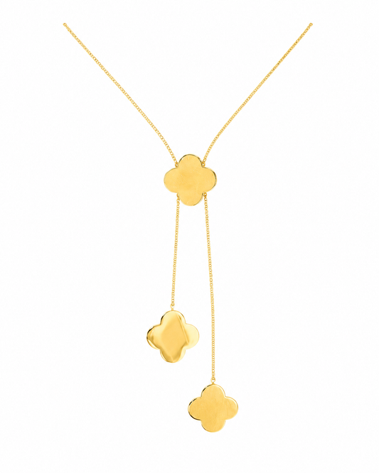 Gold Clover Lariat Necklace