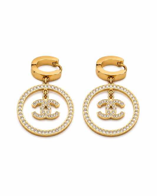 Crystal Circle Drop Earrings