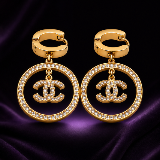 Crystal Circle Drop Earrings